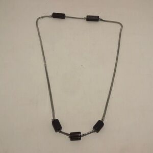 Elegant Brown Beaded and Silver tone Necklace